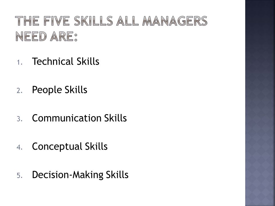 1. Technical Skills 2. People Skills 3. Communication Skills 4.