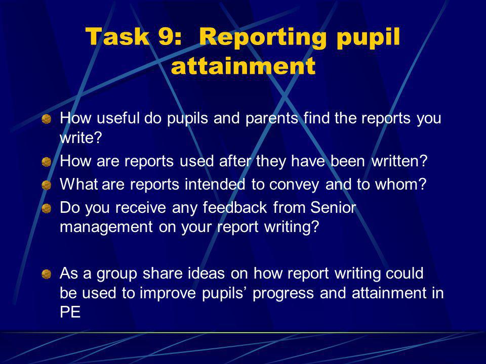 Task 9 contd. ~ questions Would this sheet give you useful information.