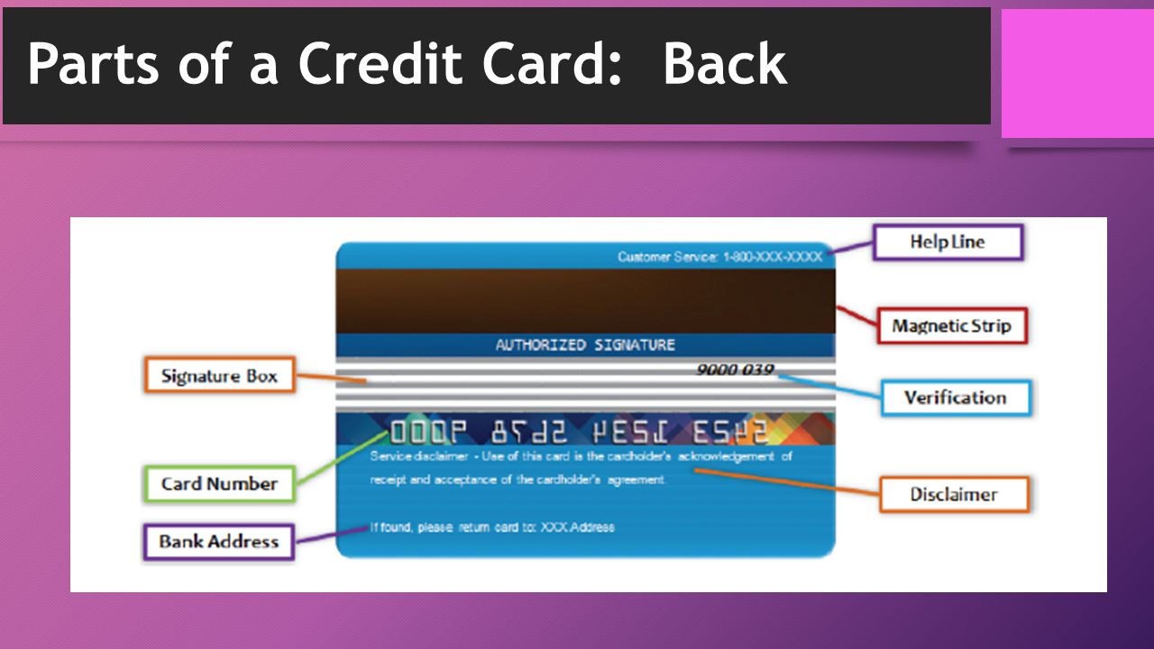 Parts of a Credit Card: Back