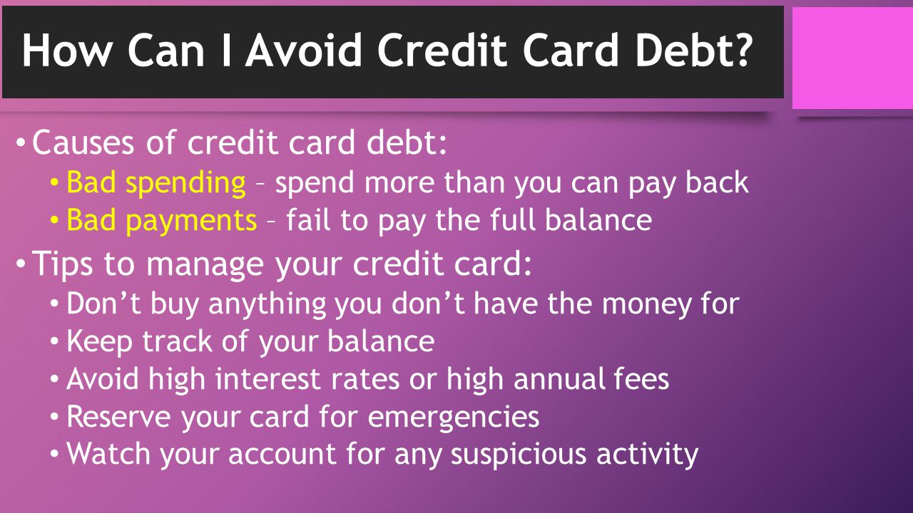 How Can I Avoid Credit Card Debt.