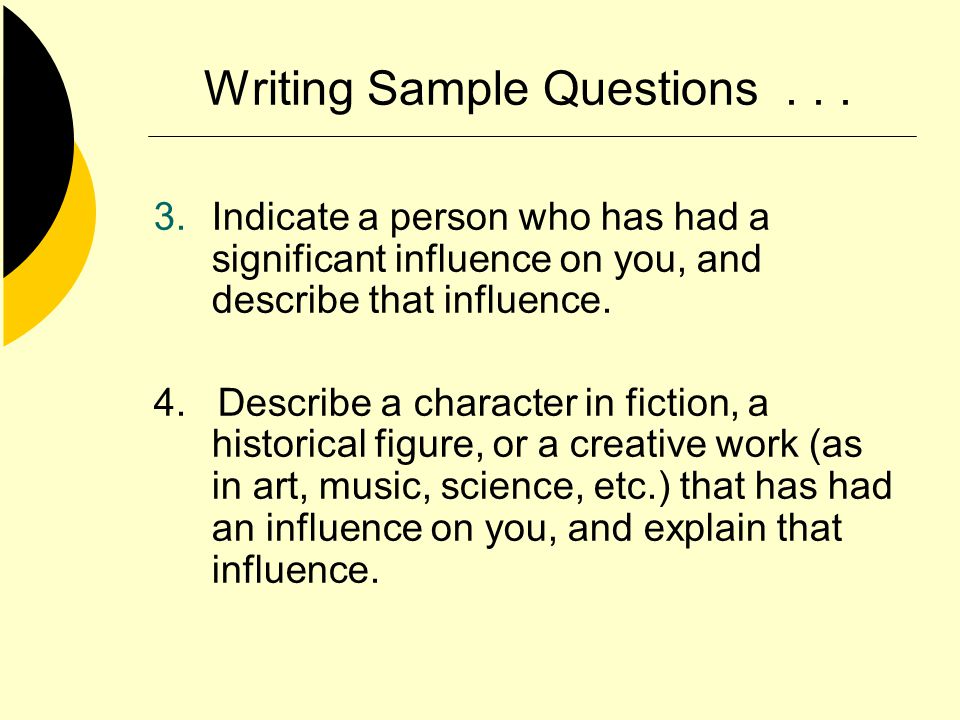 Writing Sample Questions...
