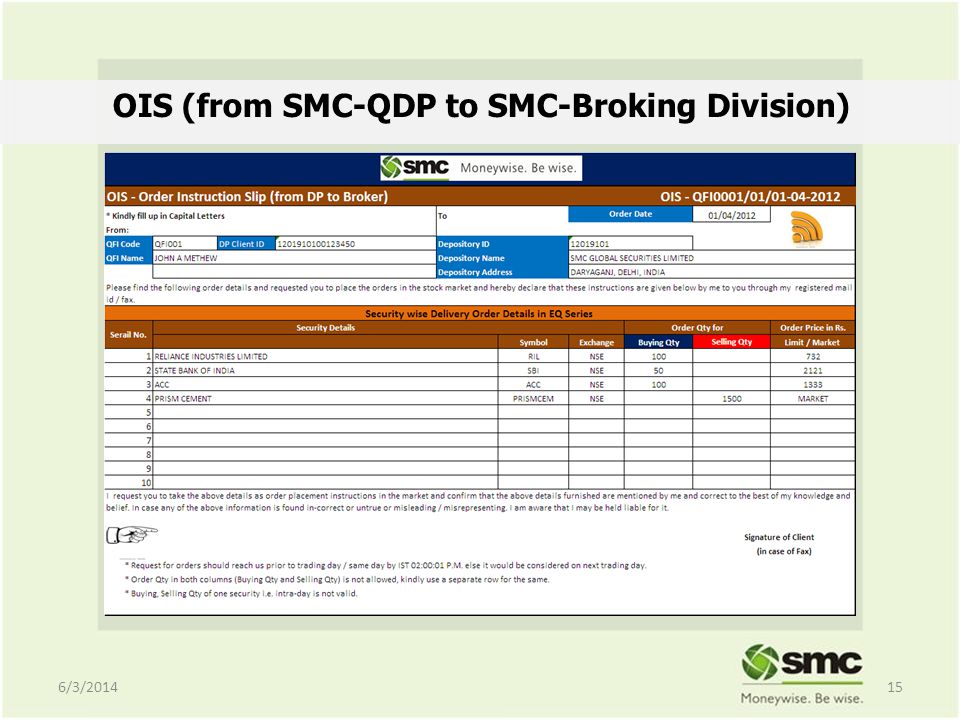 OIS (from SMC-QDP to SMC-Broking Division) 6/3/201415