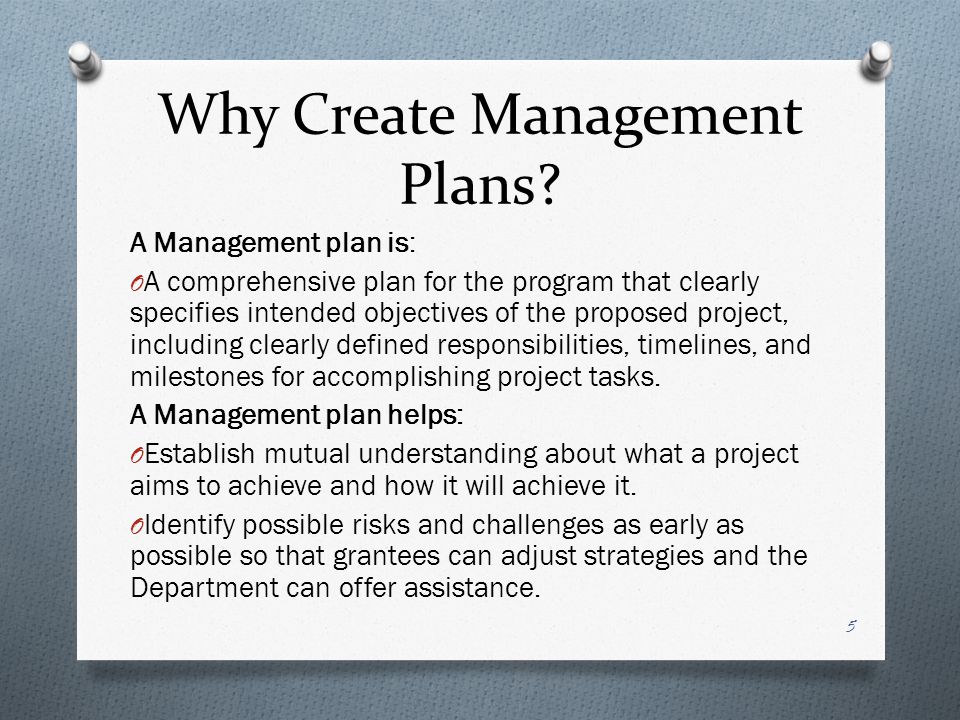 Why Create Management Plans.