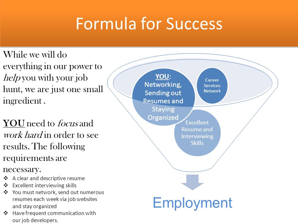 formula for success employment excellent resume and sending out resumes