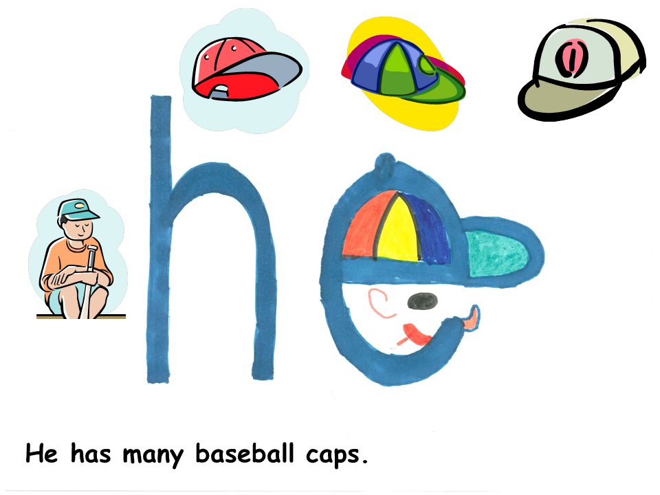 He has many baseball caps.