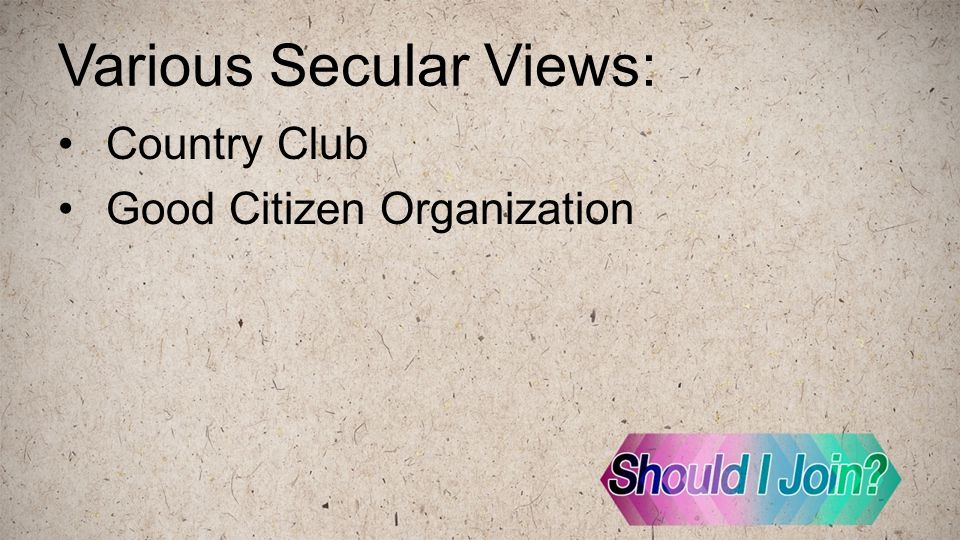 Various Secular Views: Country Club Good Citizen Organization