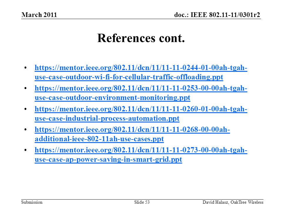 doc.: IEEE /0301r2 Submission References cont.