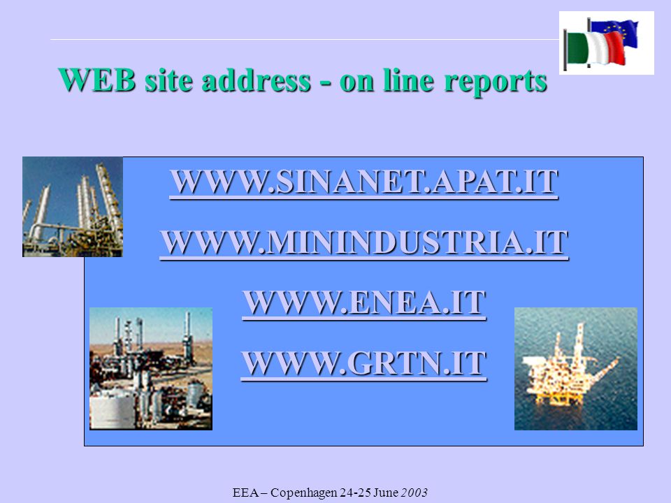EEA – Copenhagen June 2003 WEB site address - on line reports
