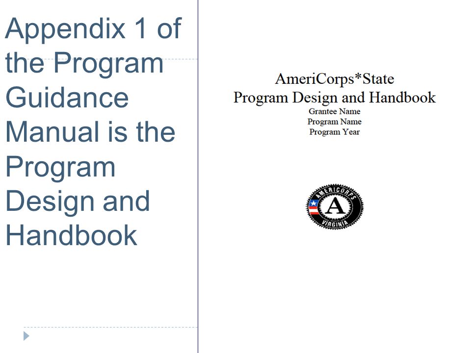 Appendix 1 of the Program Guidance Manual is the Program Design and Handbook