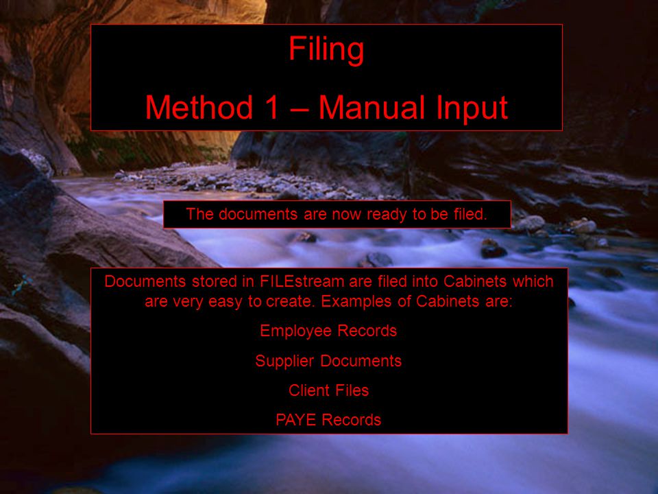 Filing Method 1 – Manual Input The documents are now ready to be filed.