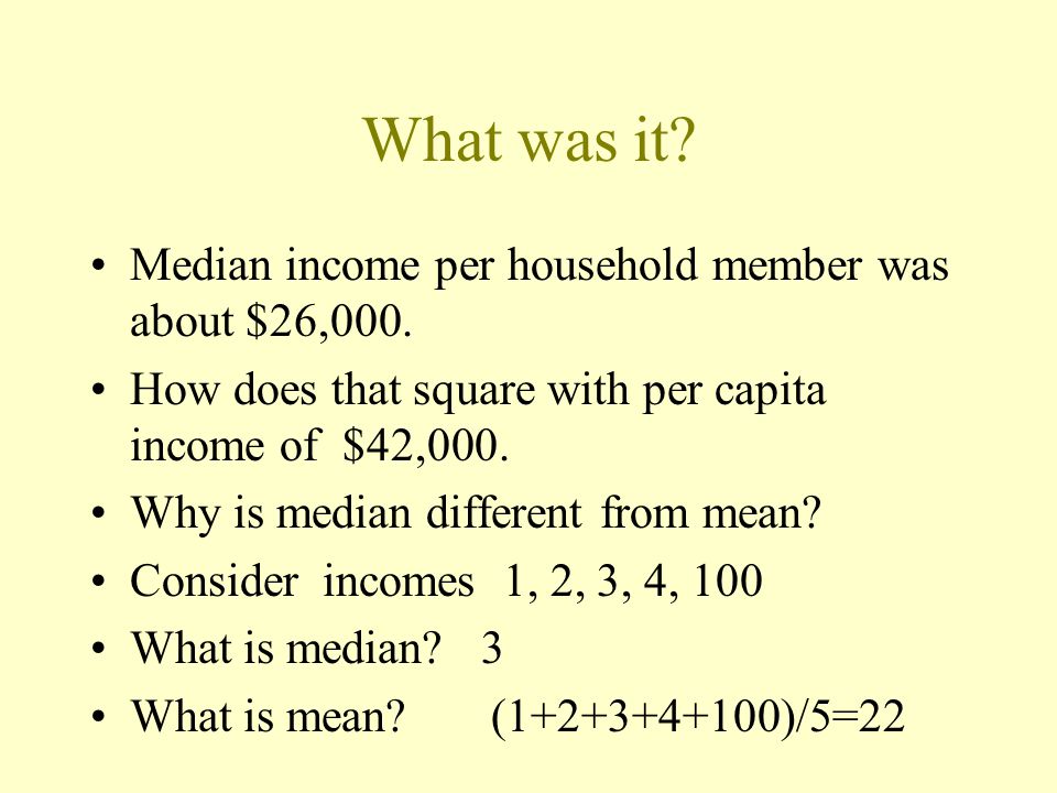 What was it. Median income per household member was about $26,000.