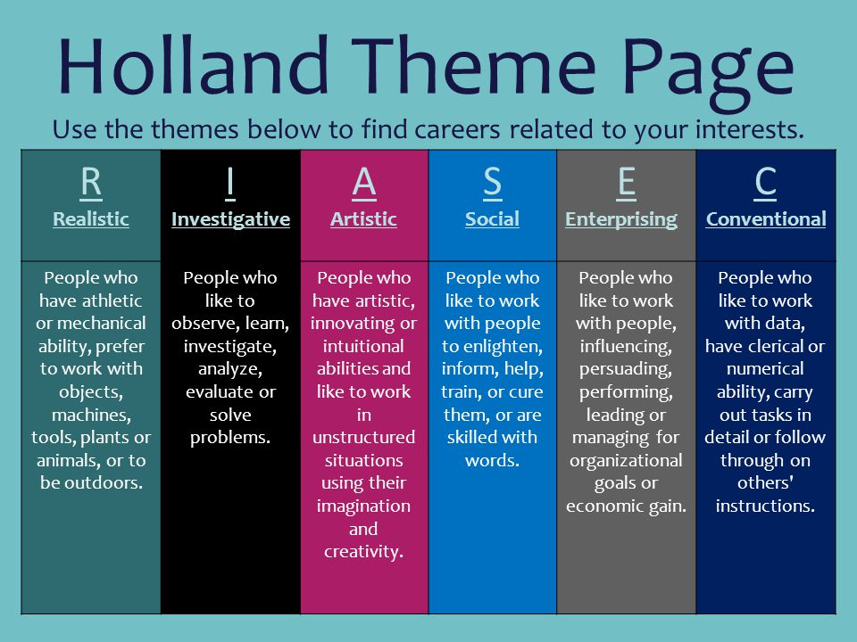 Use the themes below to find careers related to your interests.