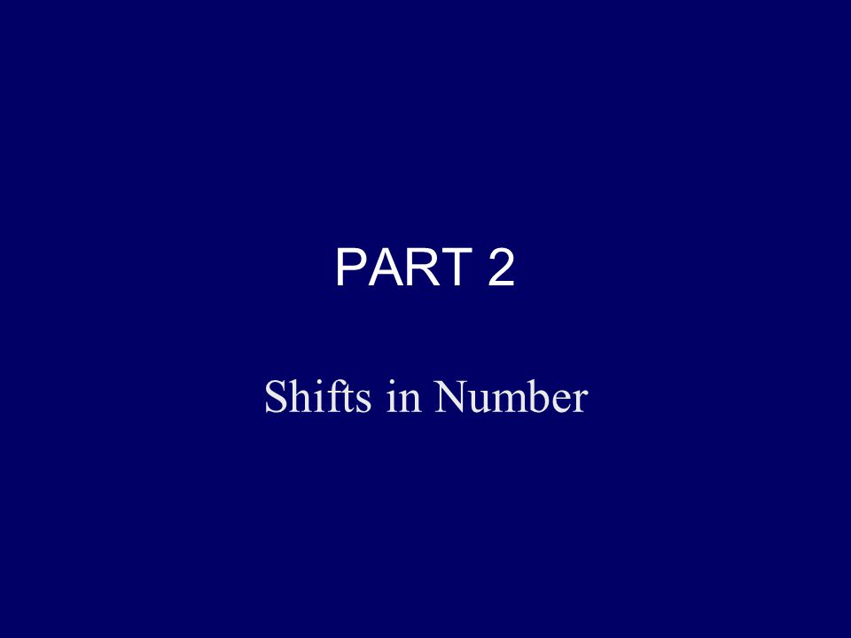 PART 2 Shifts in Number