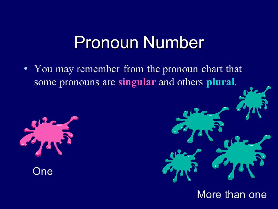 Pronoun Number You may remember from the pronoun chart that some pronouns are singular and others plural.