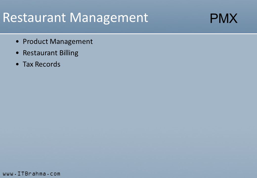 PMX Restaurant Management Product Management Restaurant Billing Tax Records