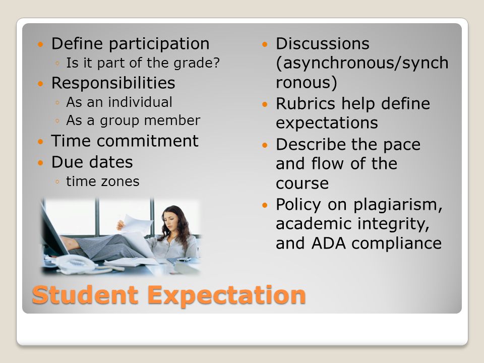 Student Expectation Define participation Is it part of the grade.