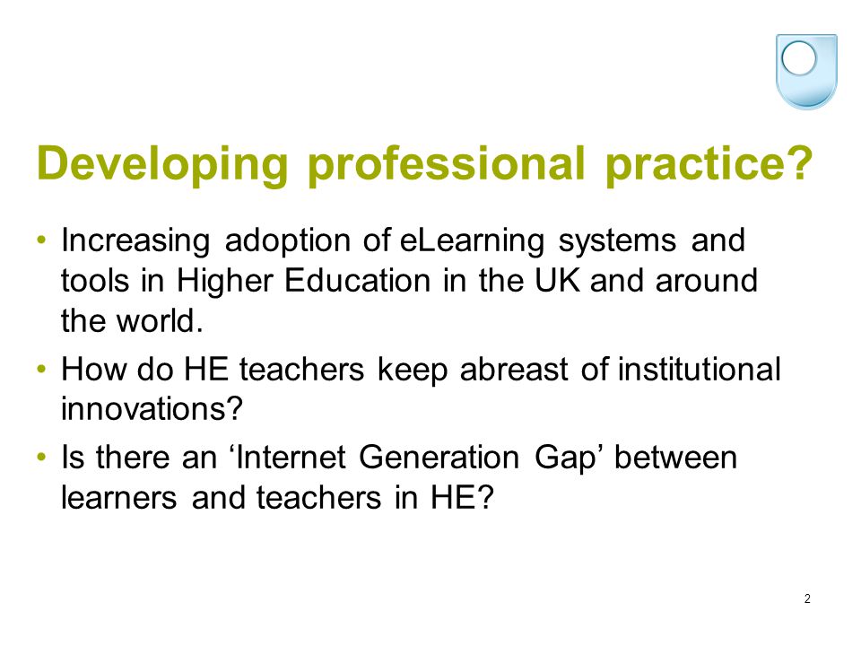 2 Developing professional practice.