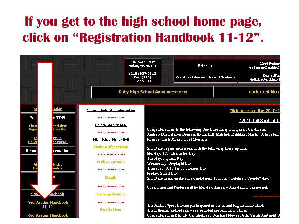 If you get to the high school home page, click on Registration Handbook
