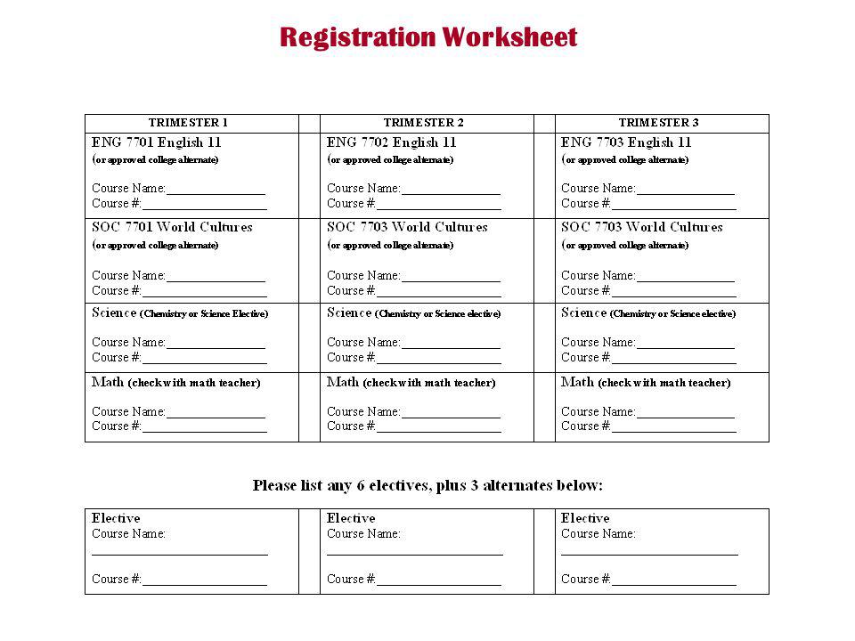 Registration Worksheet
