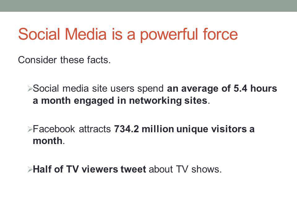 Social Media is a powerful force Consider these facts.