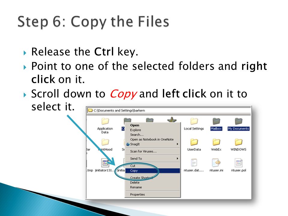 Release the Ctrl key. Point to one of the selected folders and right click on it.