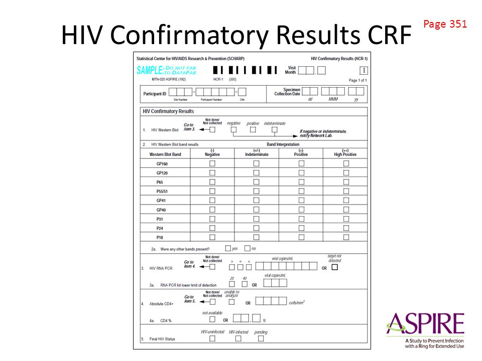 HIV Confirmatory Results CRF Page 351