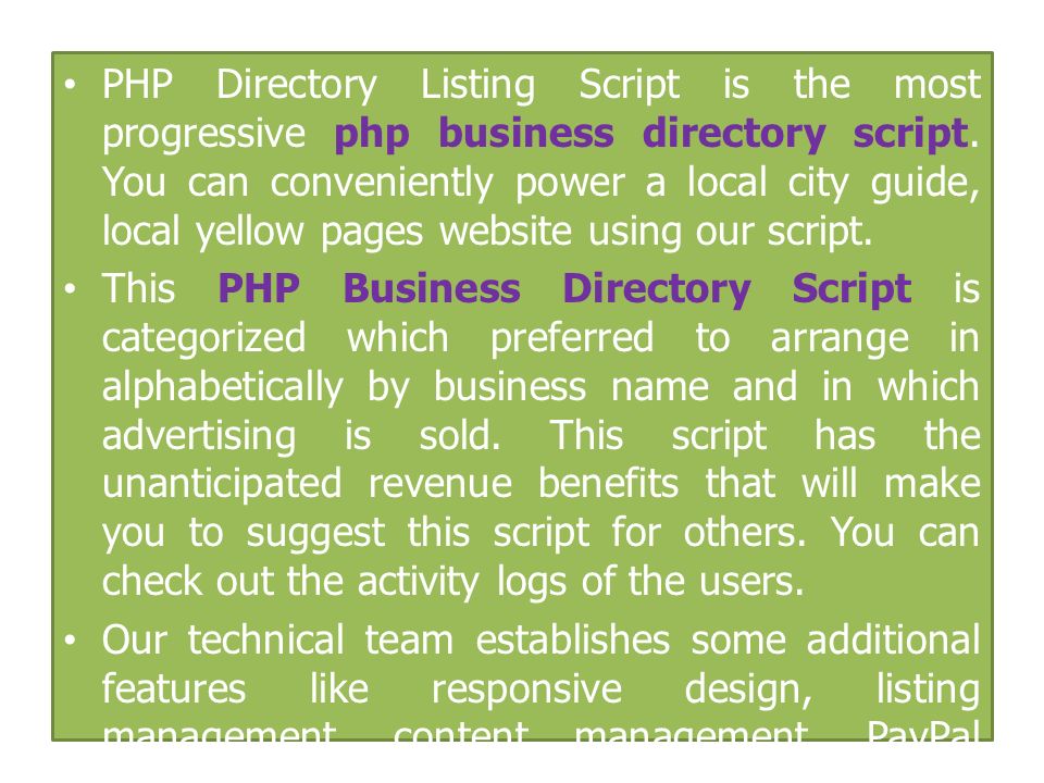PHP Directory Listing Script is the most progressive php business directory script.