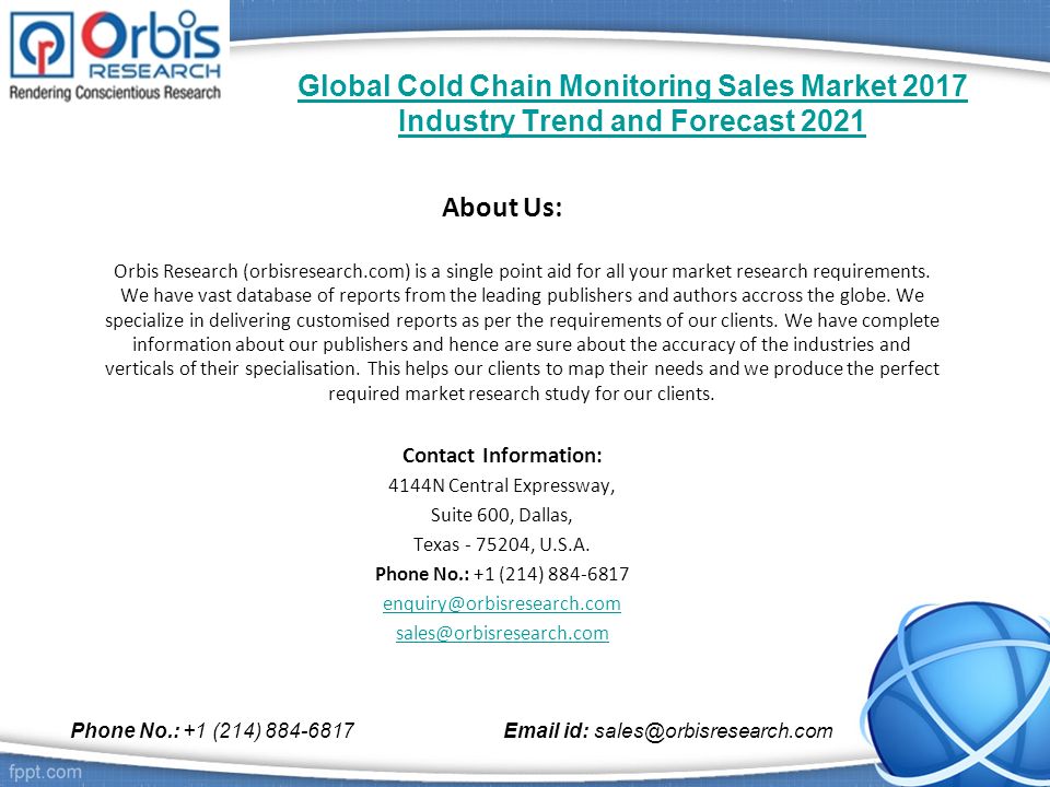 About Us: Orbis Research (orbisresearch.com) is a single point aid for all your market research requirements.