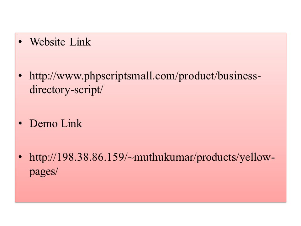 Website Link   directory-script/ Demo Link   pages/ Website Link   directory-script/ Demo Link   pages/