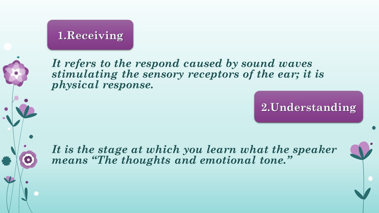 It refers to the respond caused by sound waves stimulating the sensory receptors of the ear; it is physical response.
