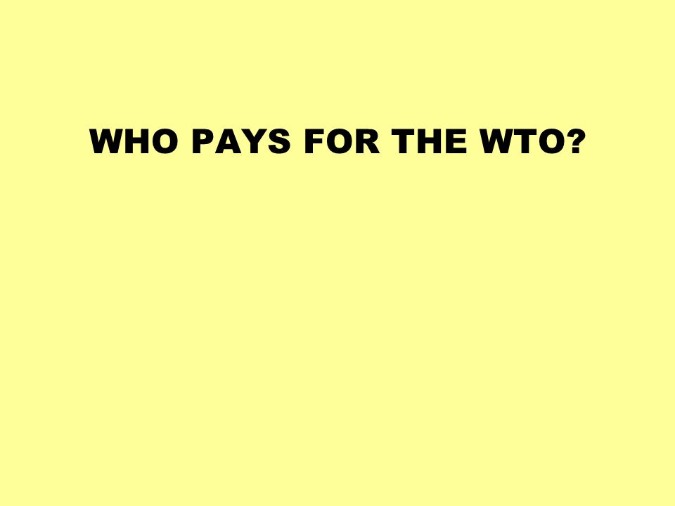 WHO PAYS FOR THE WTO