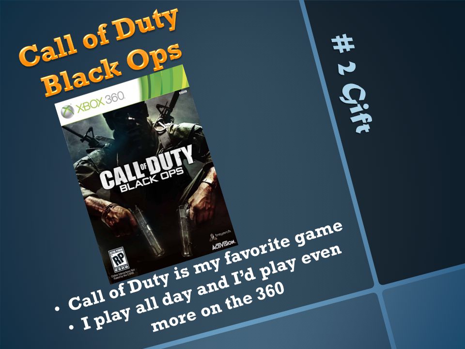 # 2 Gift Call of Duty is my favorite game I play all day and Id play even more on the 360