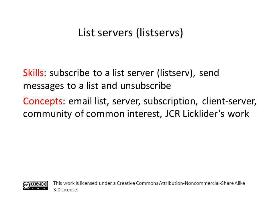 skills subscribe to a list server listserv send messages to a a list of skills