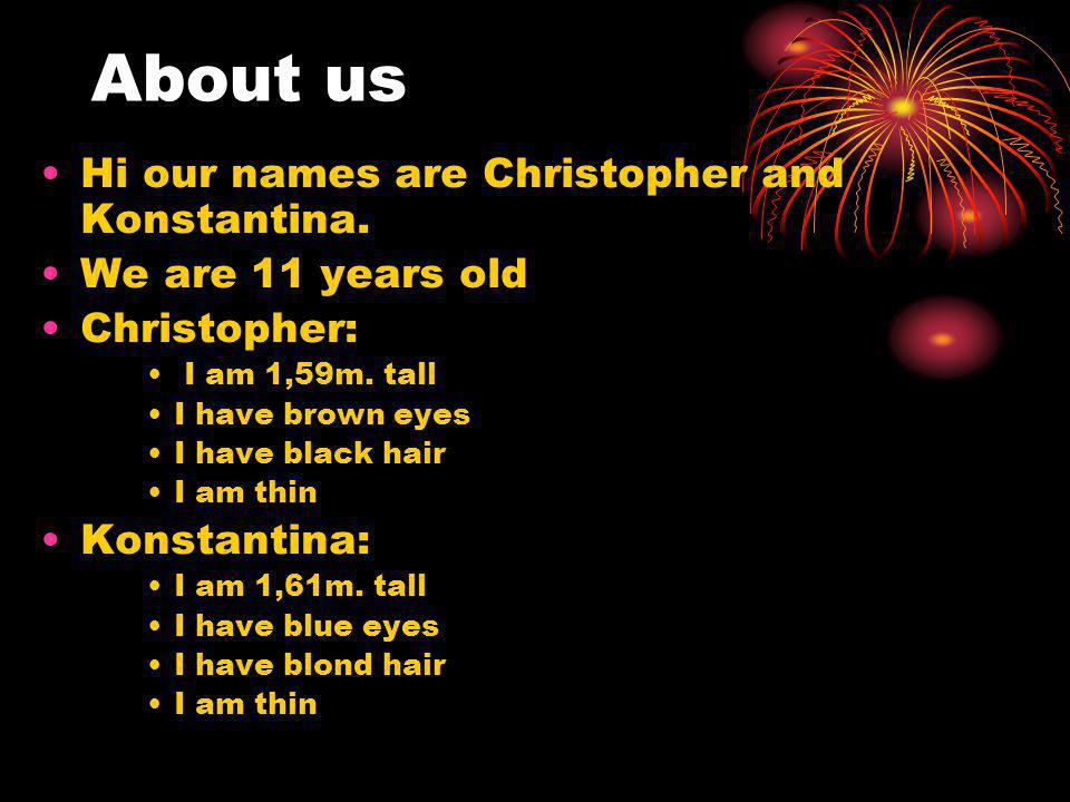 About us Hi our names are Christopher and Konstantina.