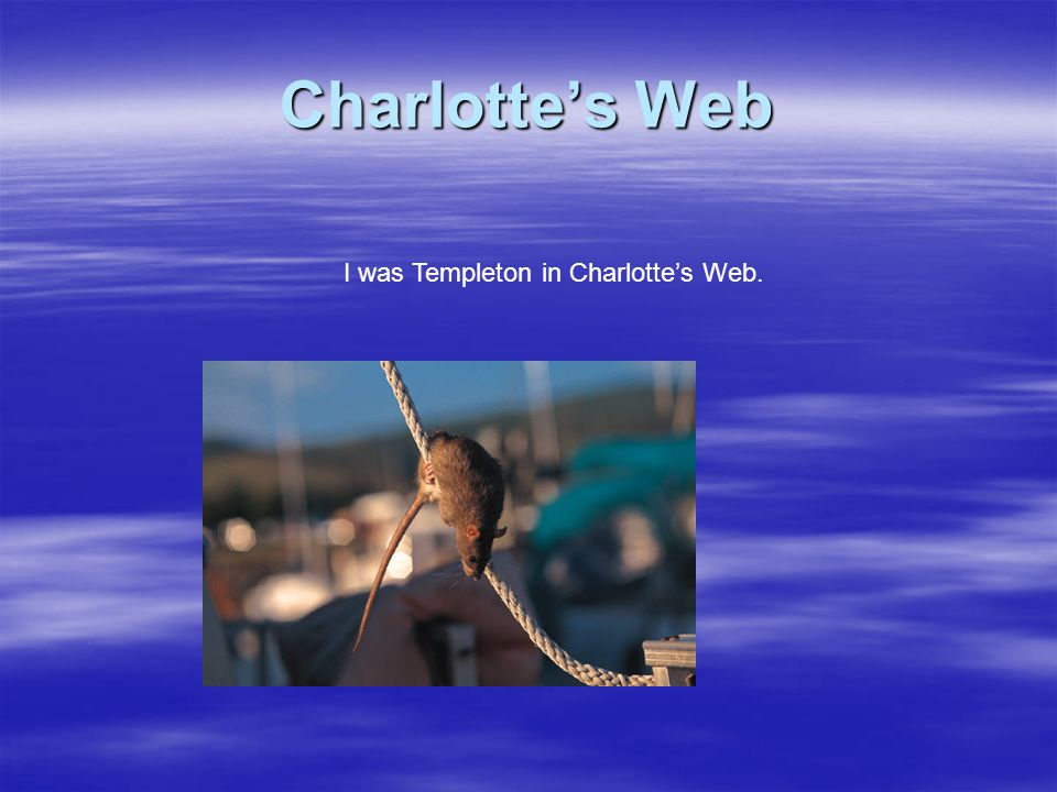 Charlottes Web I was Templeton in Charlottes Web.
