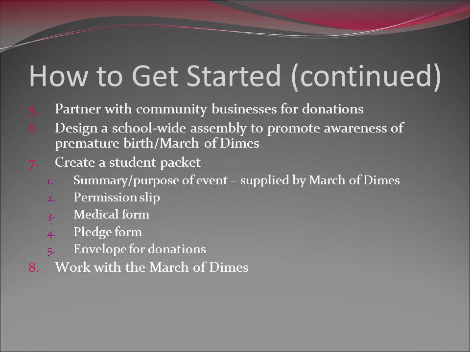 5. Partner with community businesses for donations 6.