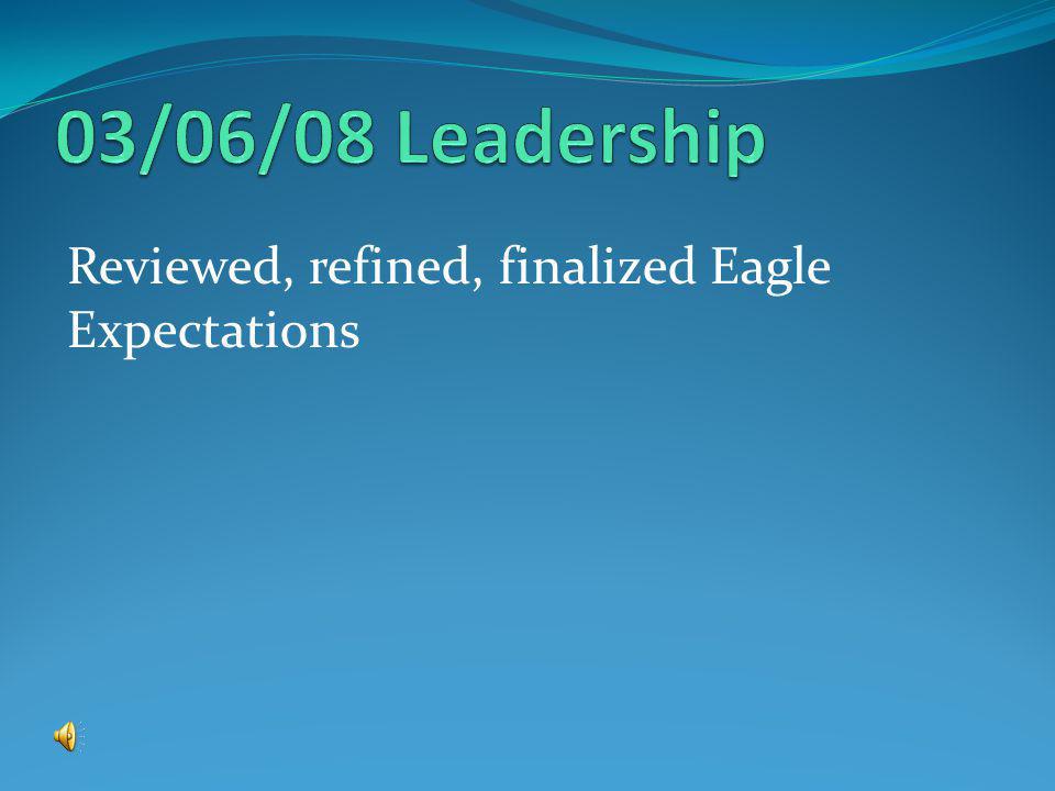 Reviewed, refined, finalized Eagle Expectations