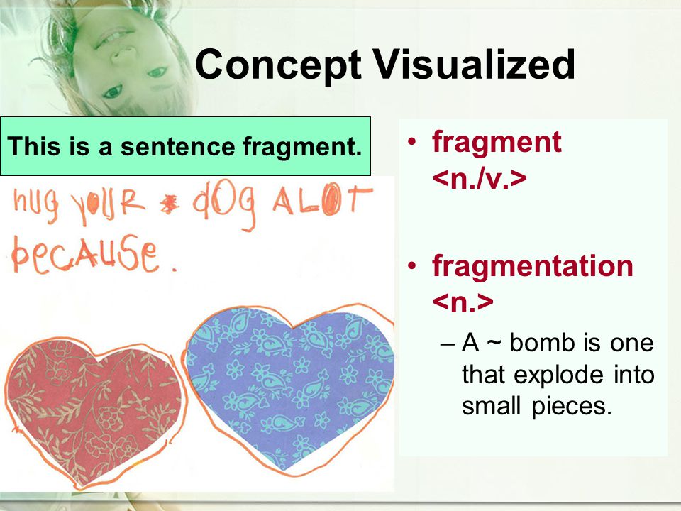 Concept Visualized fragment fragmentation –A ~ bomb is one that explode into small pieces.