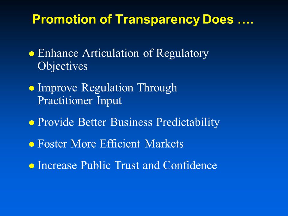 Promotion of Transparency Does ….