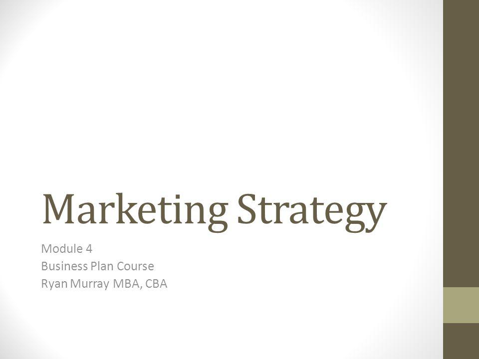 Marketing Strategy Module 4 Business Plan Course Ryan Murray MBA, CBA