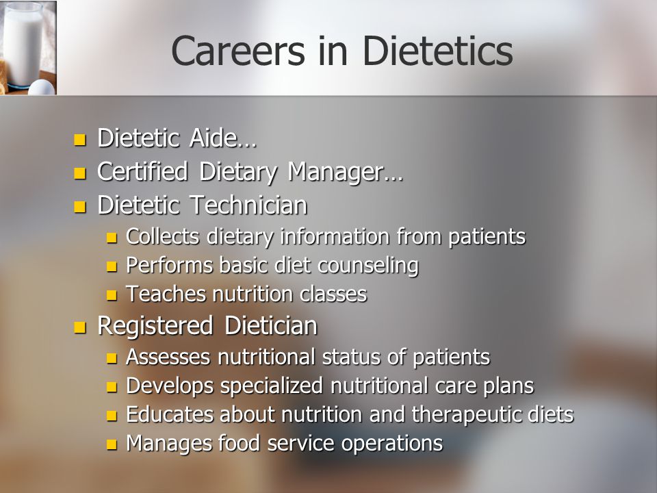 Dietetics Health Technologies II Mr. Kestner