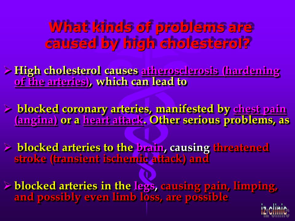 What kinds of problems are caused by high cholesterol.