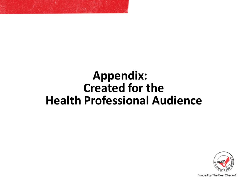 Appendix: Created for the Health Professional Audience