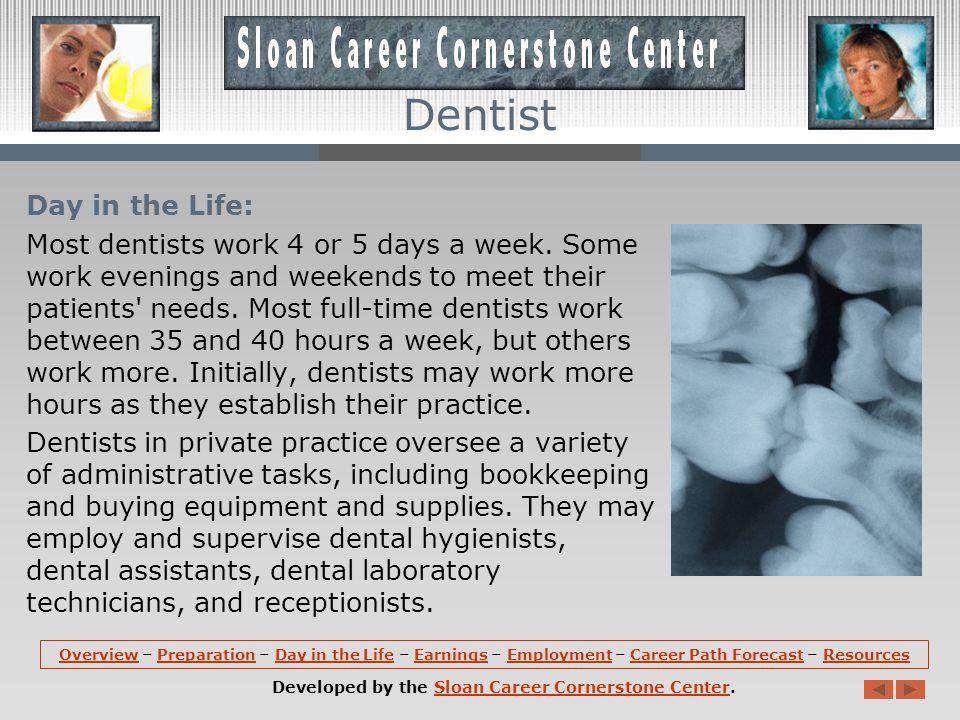 Preparation (continued): Dental school usually lasts 4 academic years.