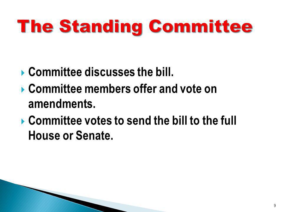 Committee discusses the bill. Committee members offer and vote on amendments.