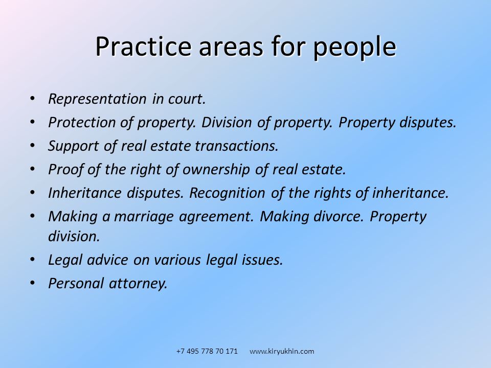 Practice areas for people Representation in court.