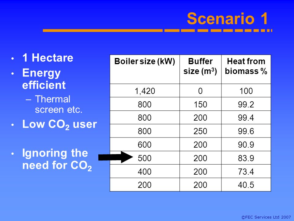 ©FEC Services Ltd 2007 Scenario 1 1 Hectare Energy efficient –Thermal screen etc.