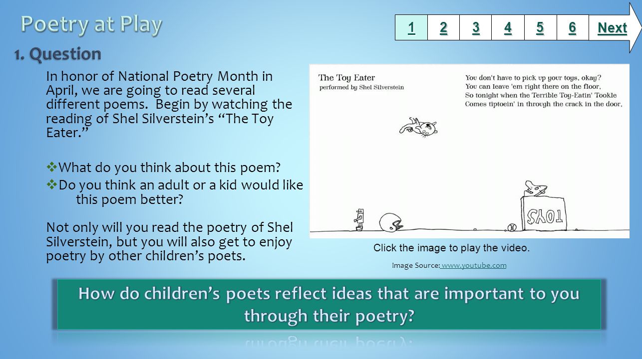 In honor of National Poetry Month in April, we are going to read several different poems.