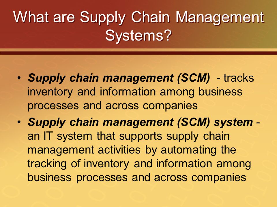 What are Supply Chain Management Systems.