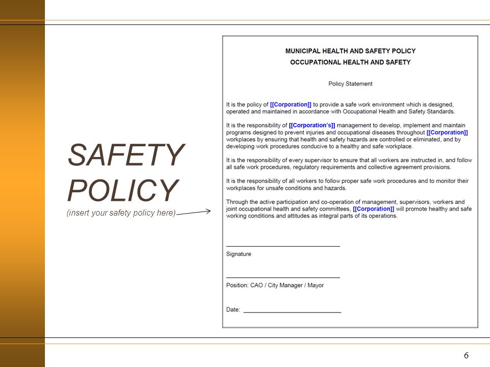 SAFETY POLICY (insert your safety policy here) 6